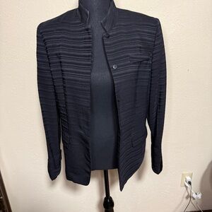 Women’s Plaza South Black Striped Blazer Career Jacket Size 8